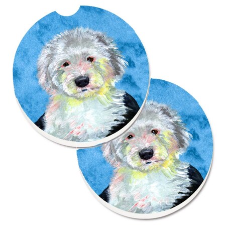 Carolines Treasures Blue Old English Sheepdog Set of 2 Cup Holder Car Coaster LH9396BUCARC